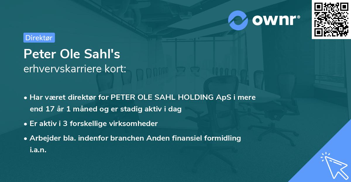 Peter Ole Sahl's erhvervskarriere kort