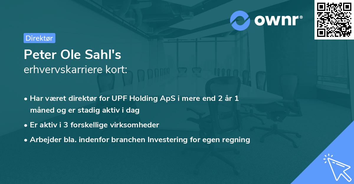 Peter Ole Sahl's erhvervskarriere kort