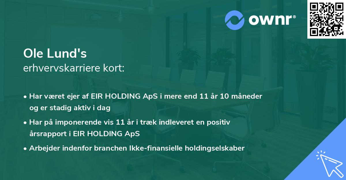 Ole Lund's erhvervskarriere kort