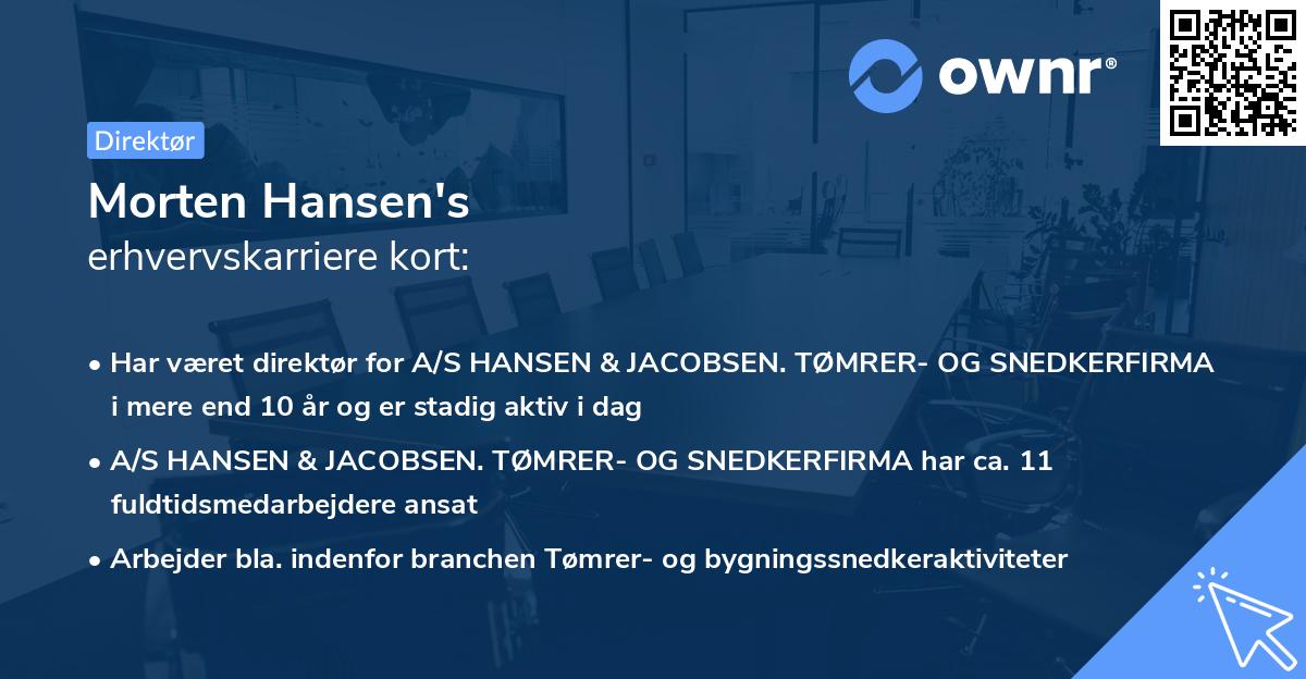 Morten Hansen's erhvervskarriere kort