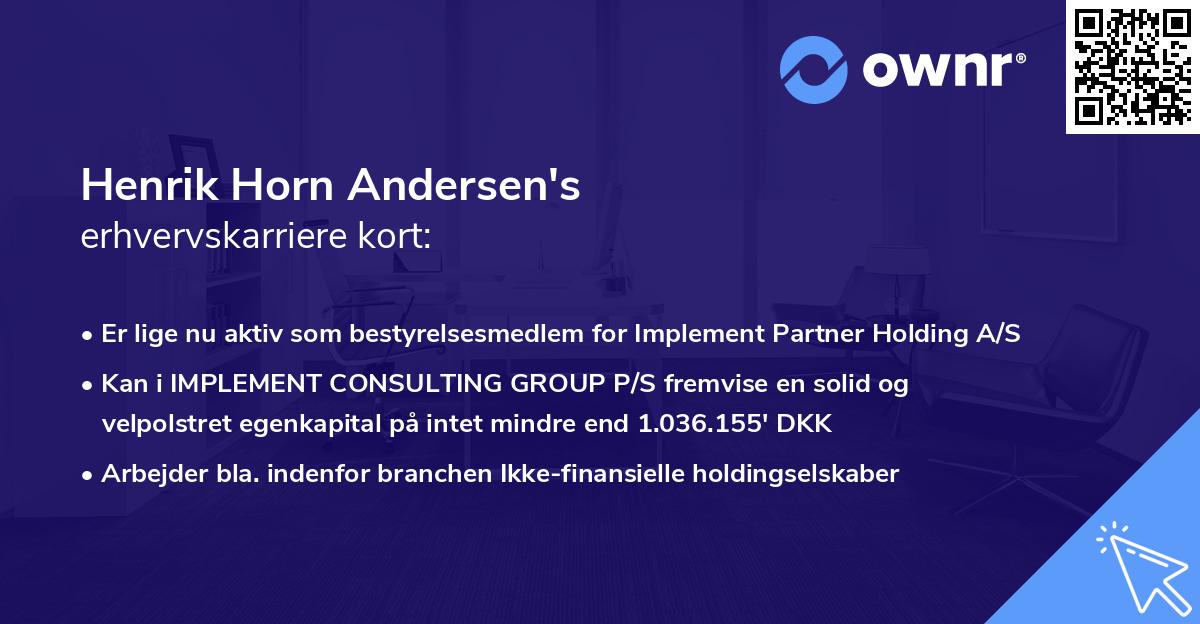 Henrik Horn Andersen's erhvervskarriere kort