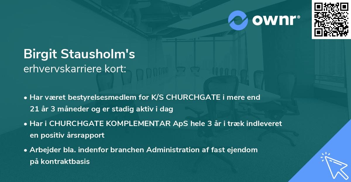 Birgit Stausholm's erhvervskarriere kort