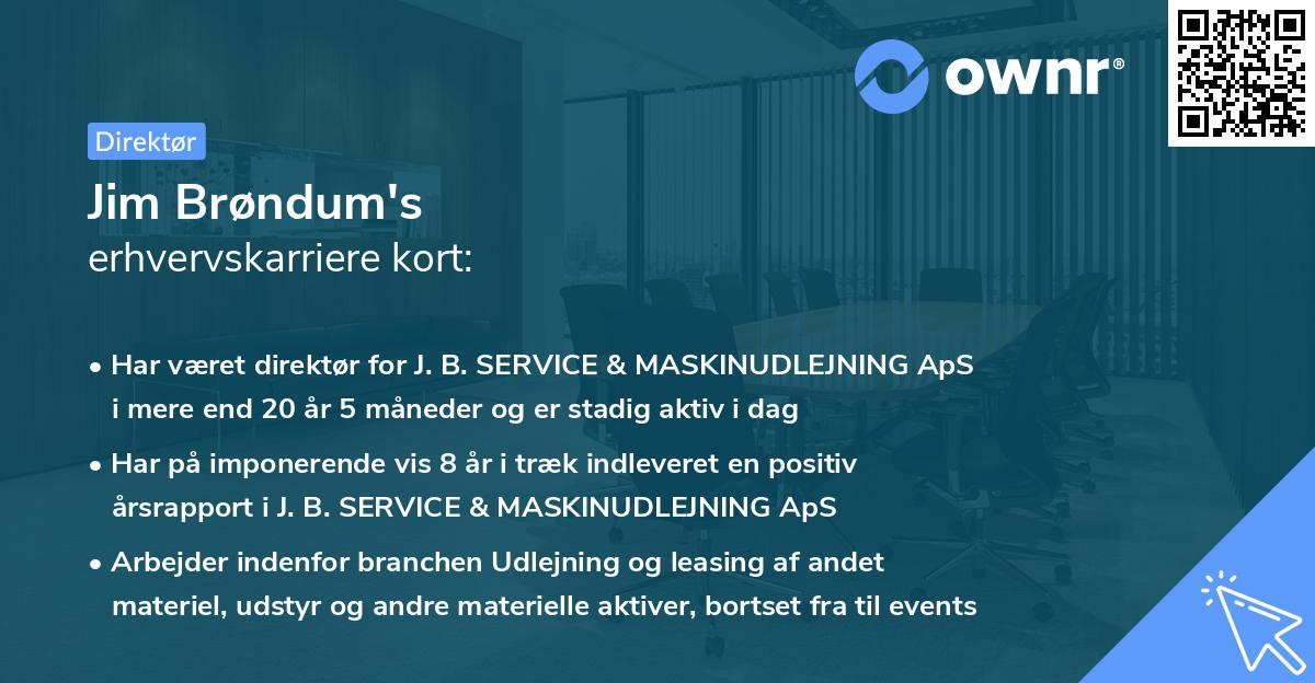 Jim Brøndum's erhvervskarriere kort
