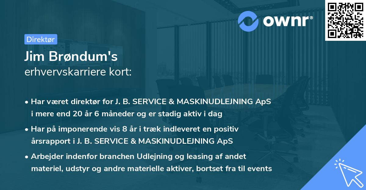 Jim Brøndum's erhvervskarriere kort