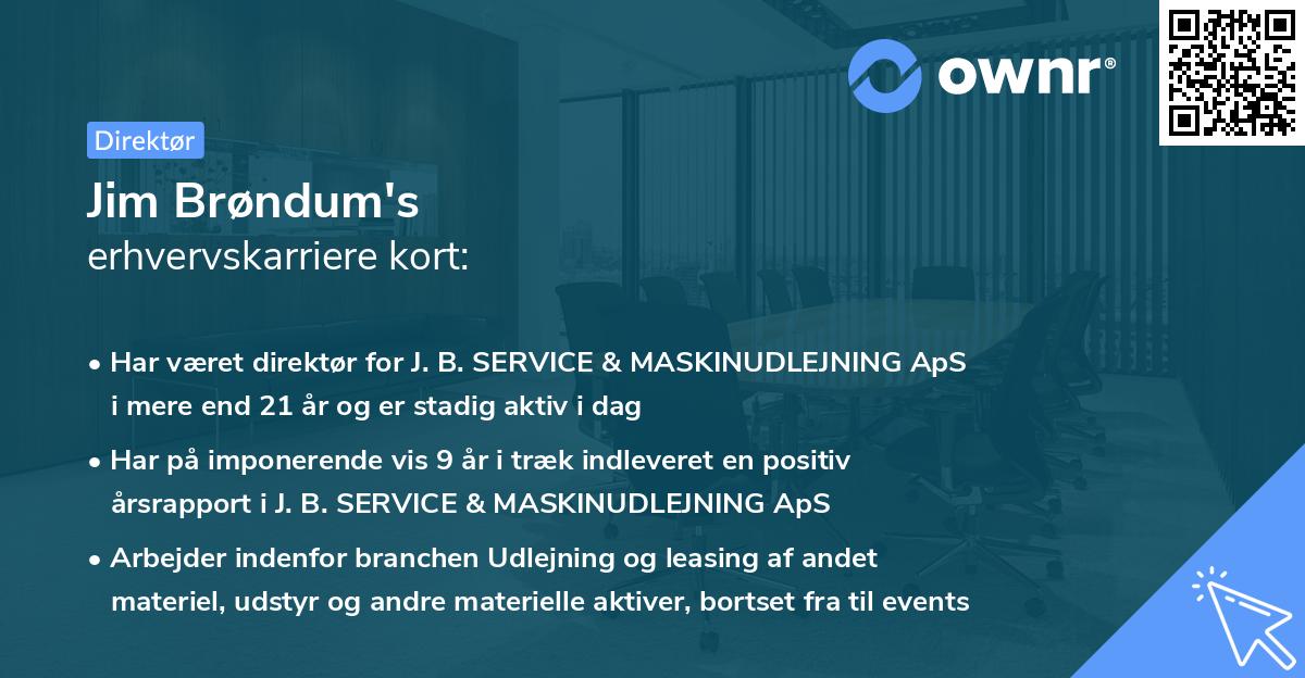 Jim Brøndum's erhvervskarriere kort