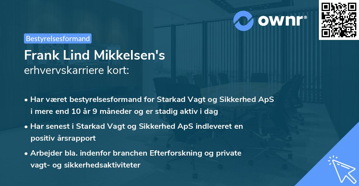 Frank Lind Mikkelsen's erhvervskarriere kort