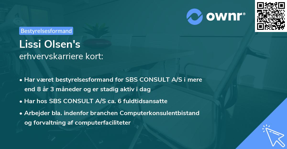 Lissi Olsen's erhvervskarriere kort