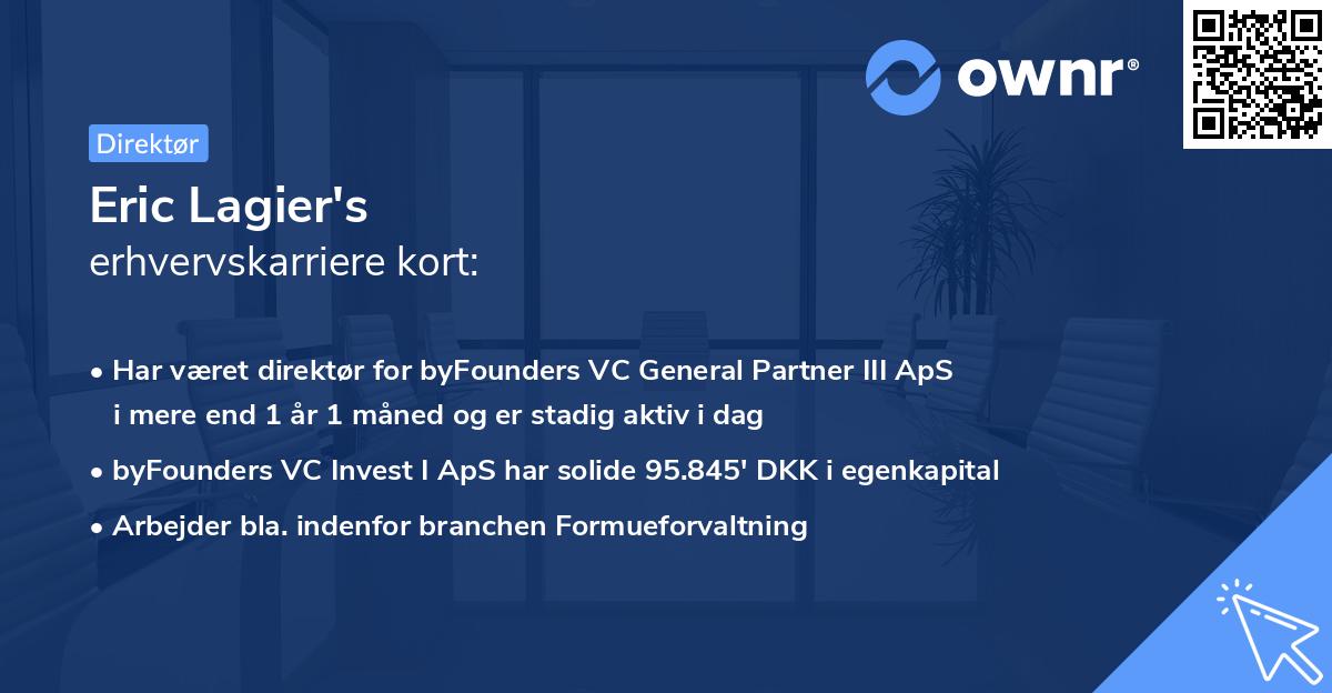 Eric Lagier's erhvervskarriere kort