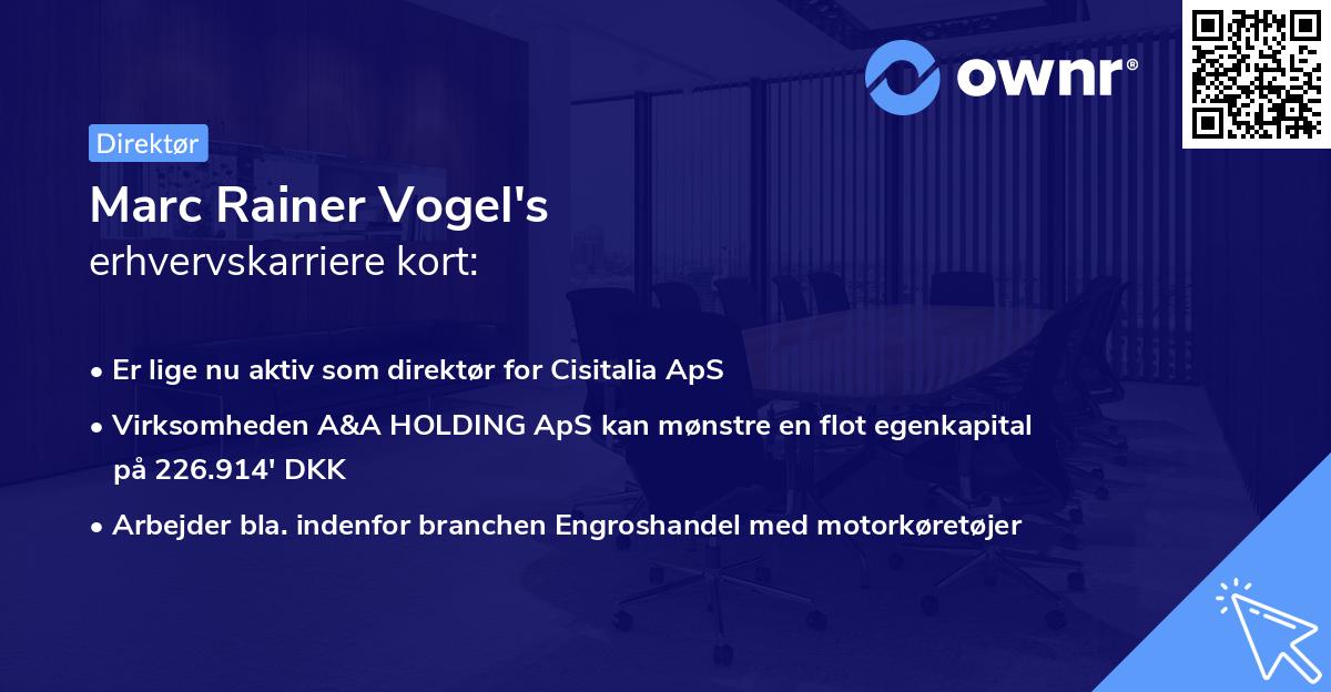 Marc Rainer Vogel's erhvervskarriere kort