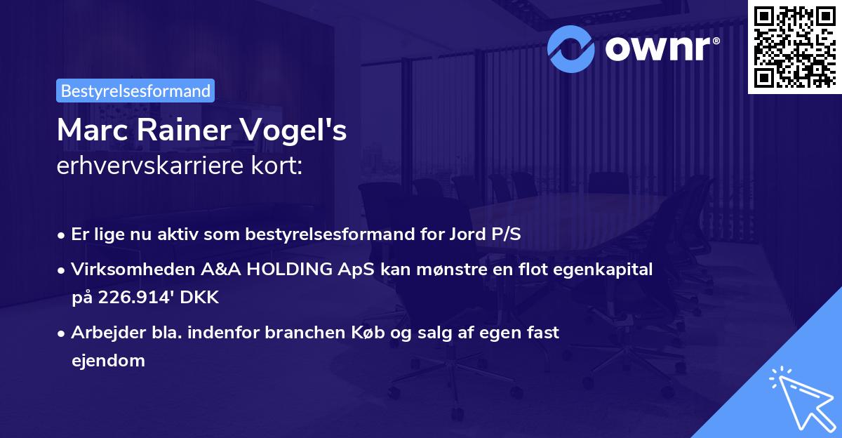 Marc Rainer Vogel's erhvervskarriere kort