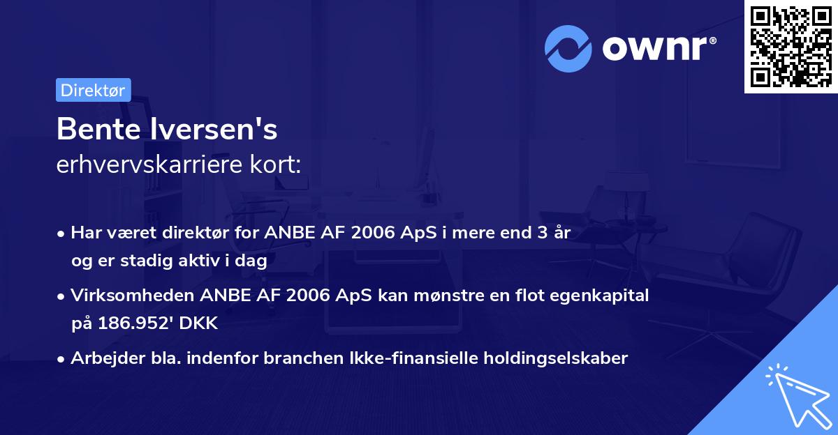 Bente Iversen's erhvervskarriere kort