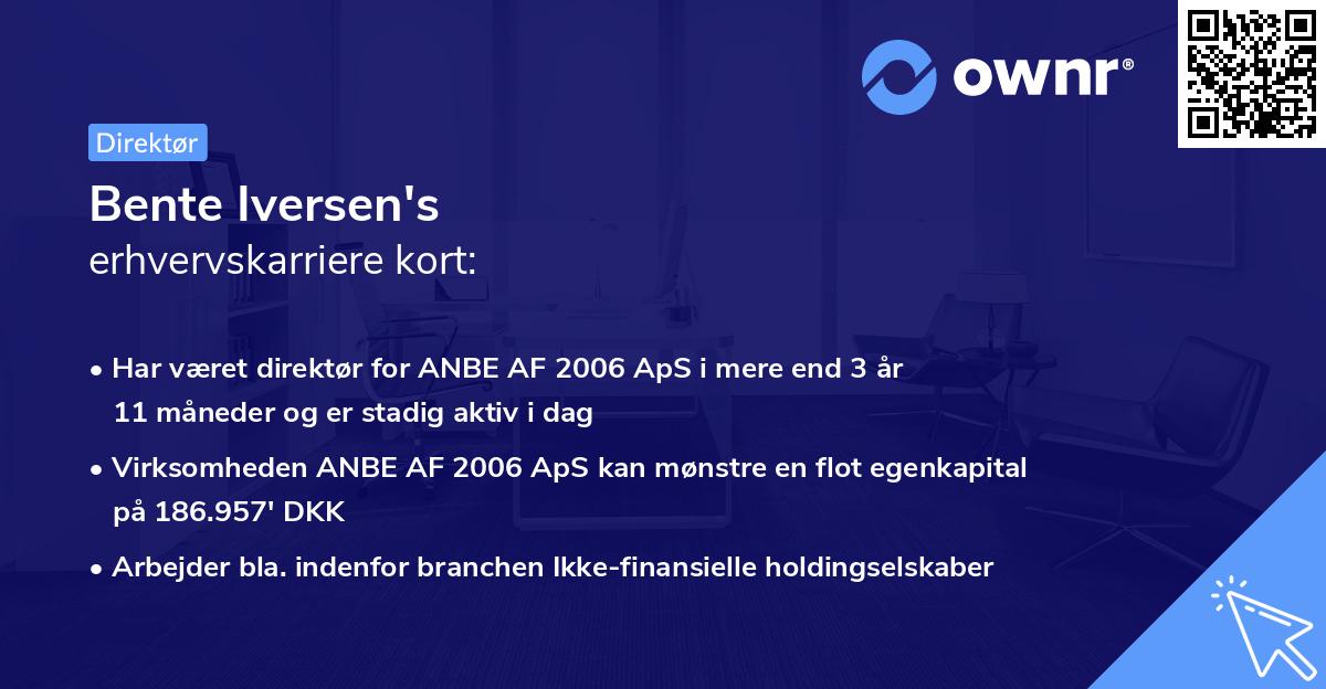 Bente Iversen's erhvervskarriere kort
