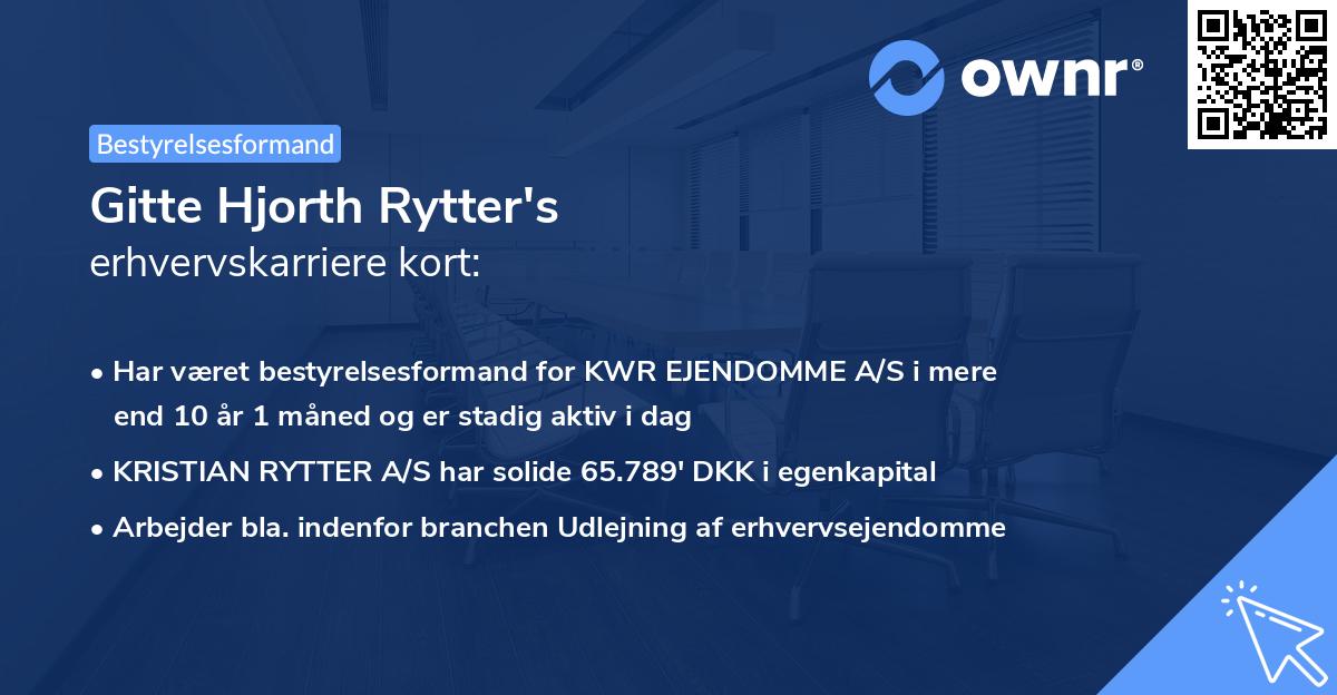 Gitte Hjorth Rytter's erhvervskarriere kort