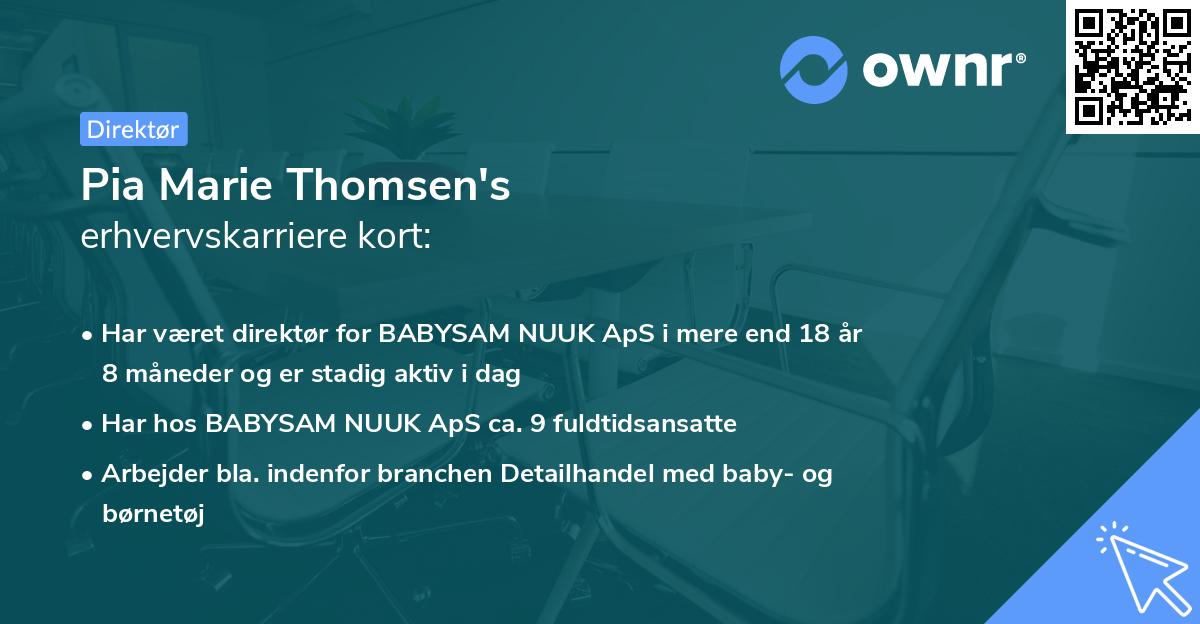 Pia Marie Thomsen's erhvervskarriere kort