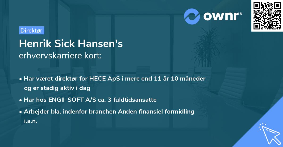 Henrik Sick Hansen's erhvervskarriere kort