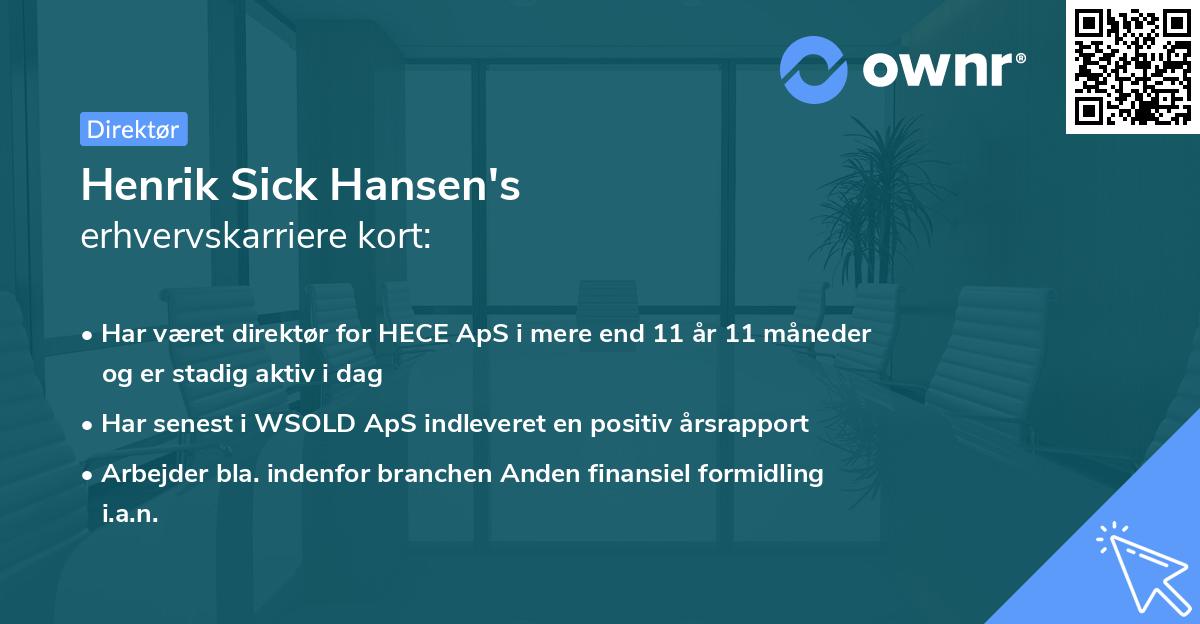 Henrik Sick Hansen's erhvervskarriere kort