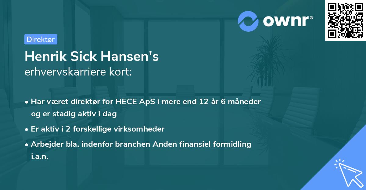 Henrik Sick Hansen's erhvervskarriere kort