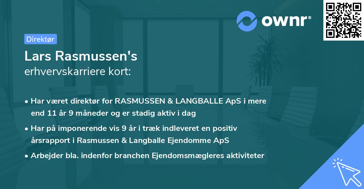 Lars Rasmussen's erhvervskarriere kort
