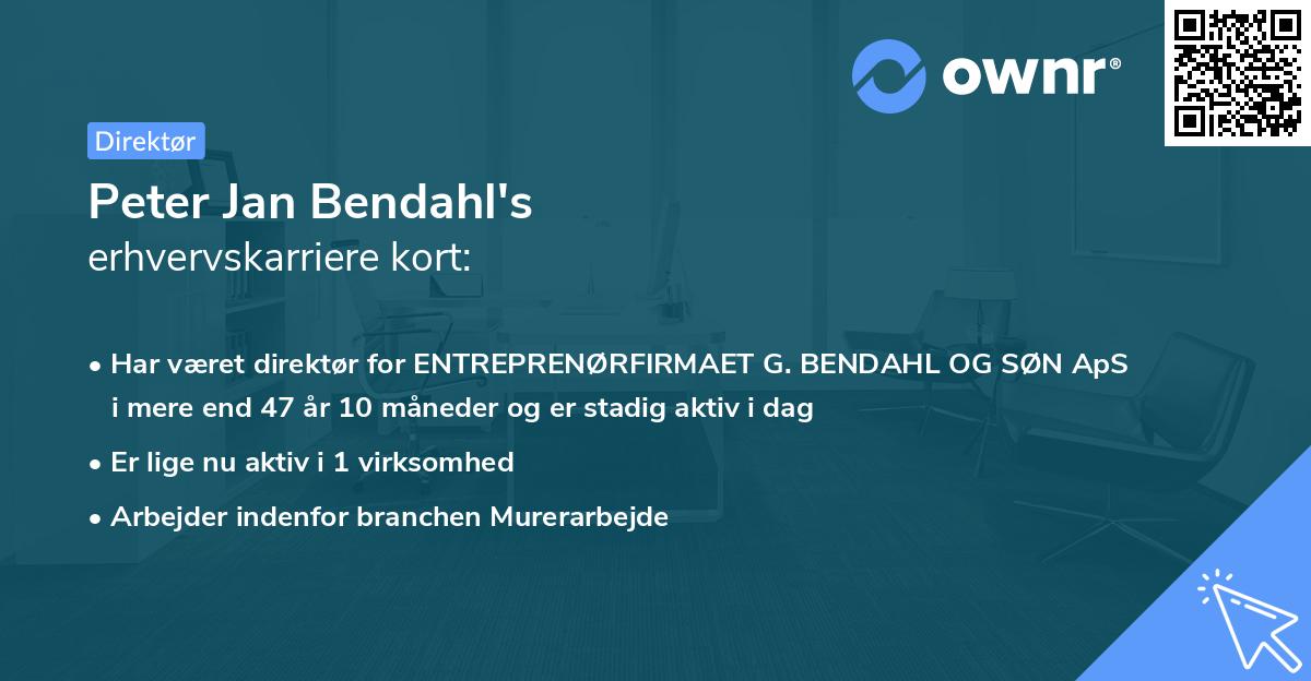 Peter Jan Bendahl's erhvervskarriere kort