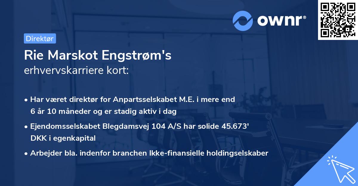 Rie Marskot Engstrøm's erhvervskarriere kort