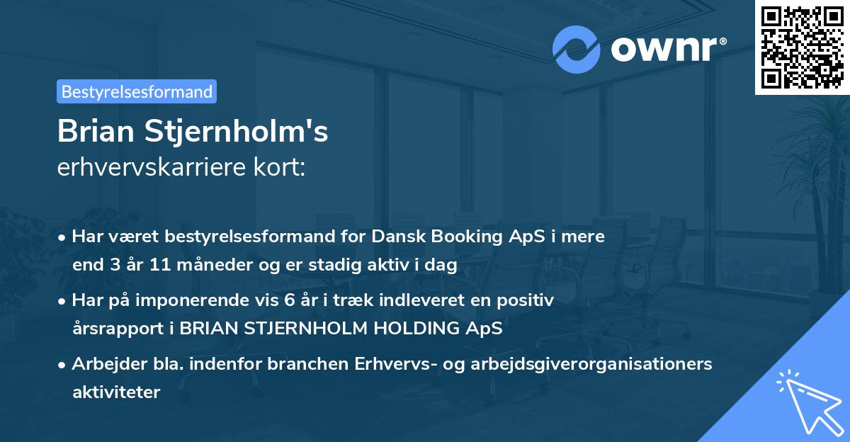 Brian Stjernholm's erhvervskarriere kort