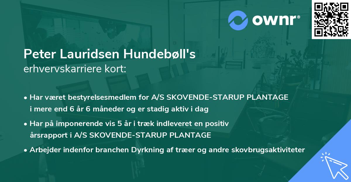 Peter Lauridsen Hundebøll's erhvervskarriere kort
