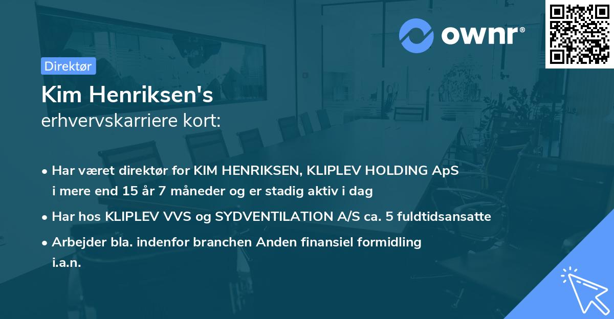 Kim Henriksen's erhvervskarriere kort
