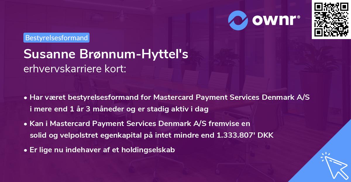 Susanne Brønnum-Hyttel's erhvervskarriere kort