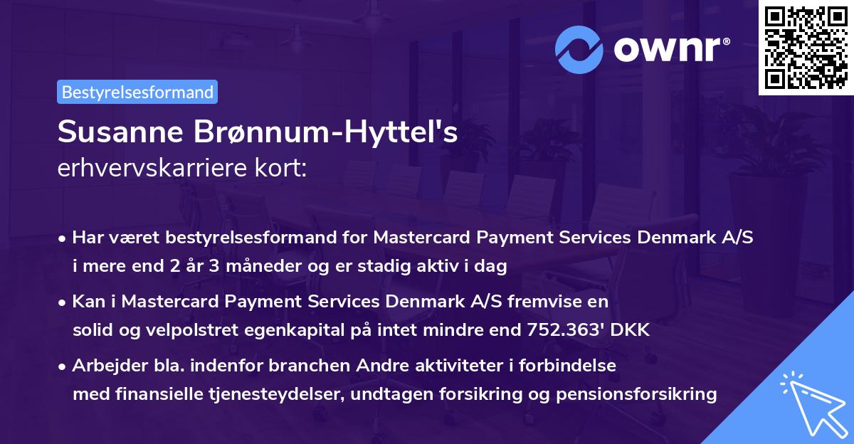 Susanne Brønnum-Hyttel's erhvervskarriere kort