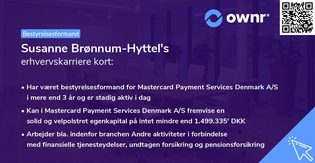 Susanne Brønnum-Hyttel's erhvervskarriere kort