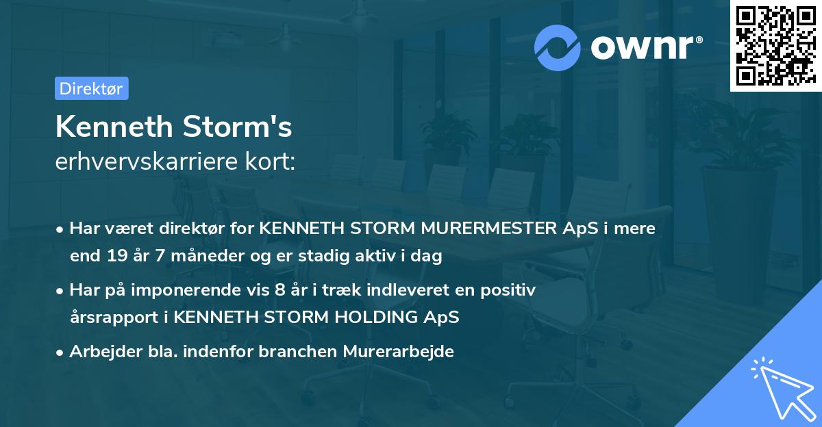 Kenneth Storm's erhvervskarriere kort
