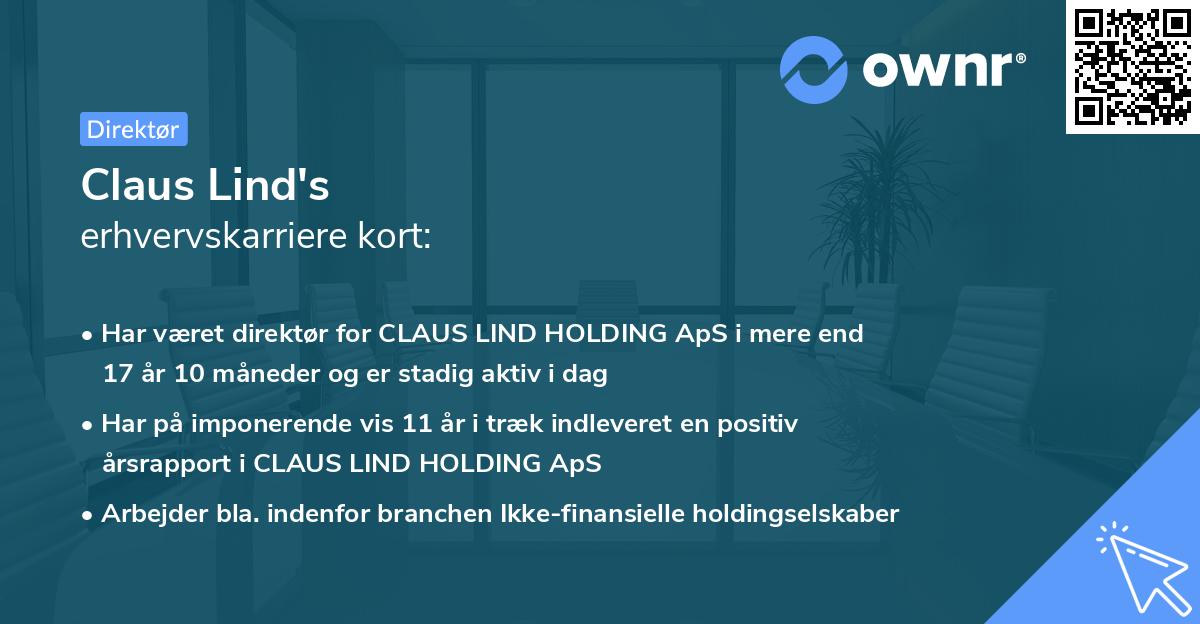 Claus Lind's erhvervskarriere kort