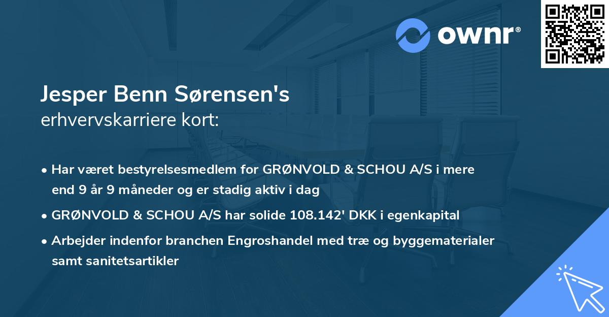 Jesper Benn Sørensen's erhvervskarriere kort