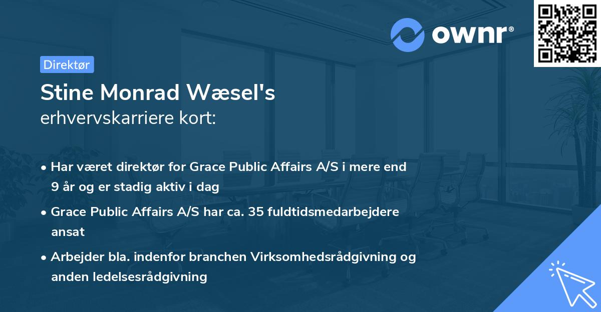Stine Monrad Wæsel's erhvervskarriere kort