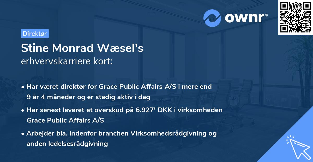 Stine Monrad Wæsel's erhvervskarriere kort