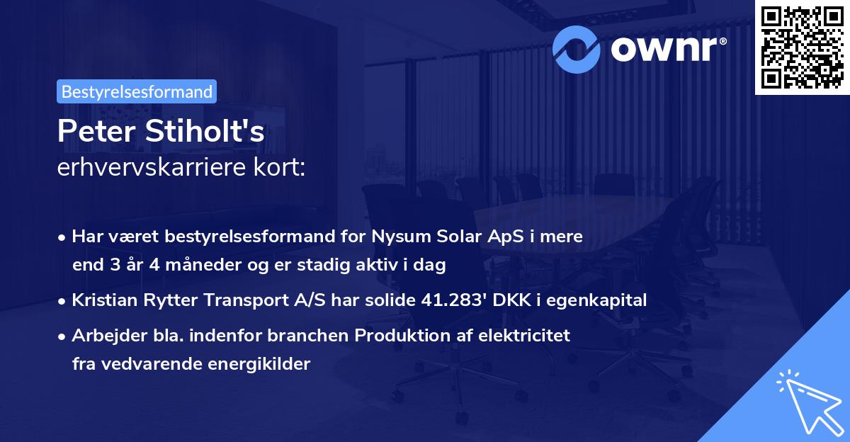Peter Stiholt's erhvervskarriere kort