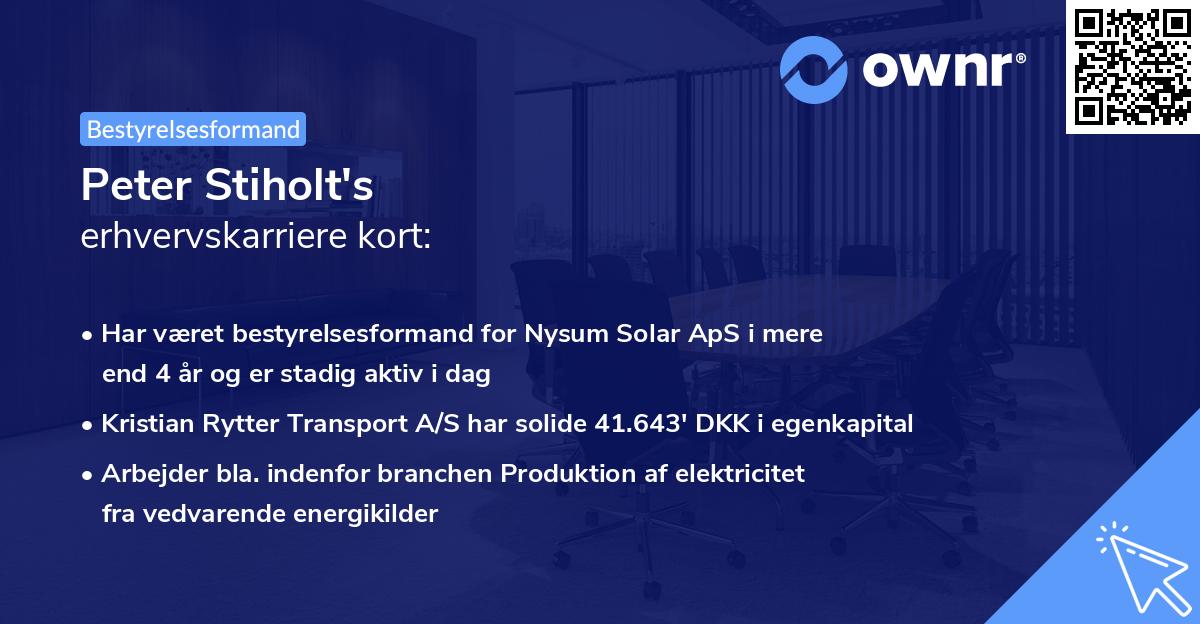 Peter Stiholt's erhvervskarriere kort