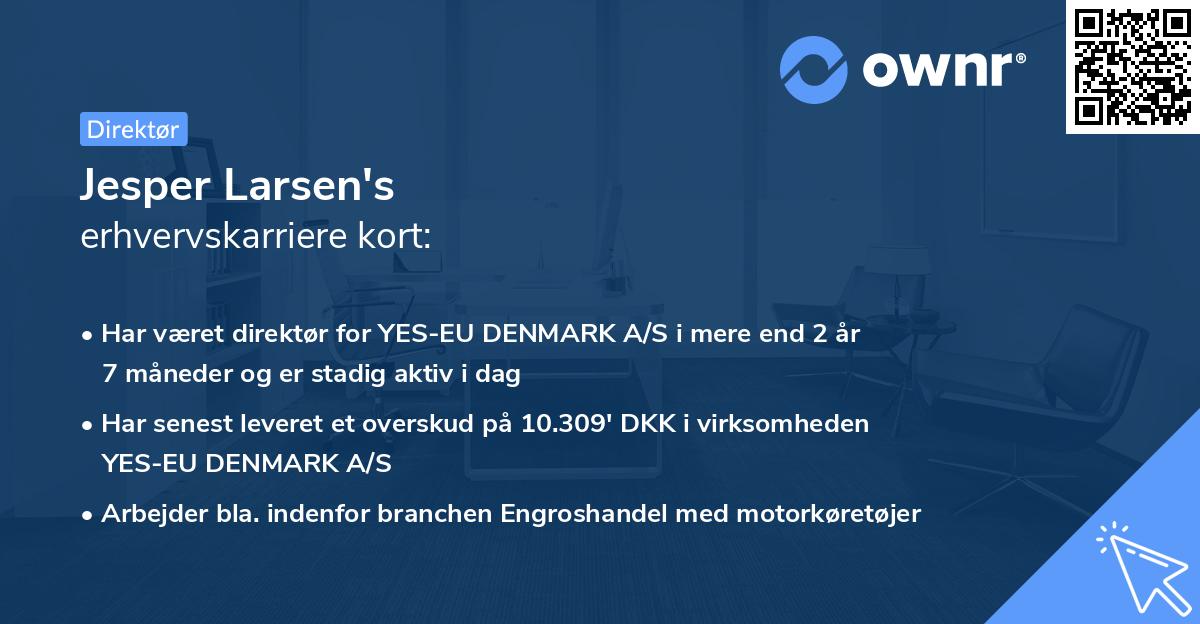 Jesper Larsen's erhvervskarriere kort