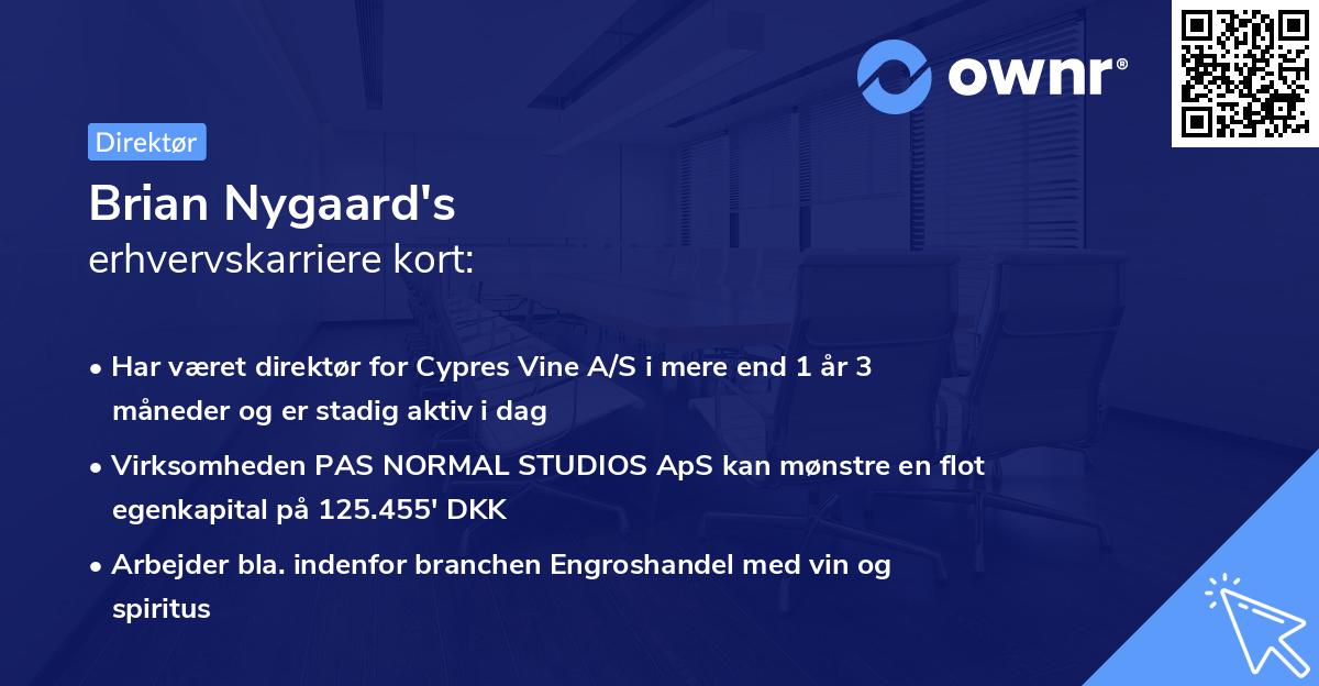 Brian Nygaard's erhvervskarriere kort