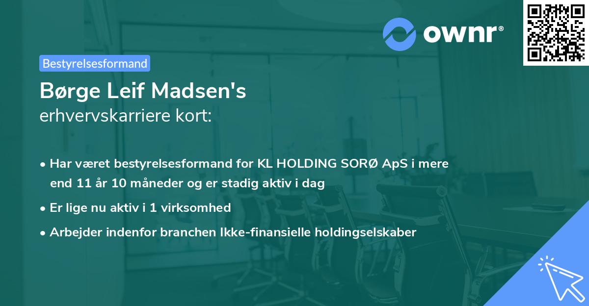 Børge Leif Madsen's erhvervskarriere kort
