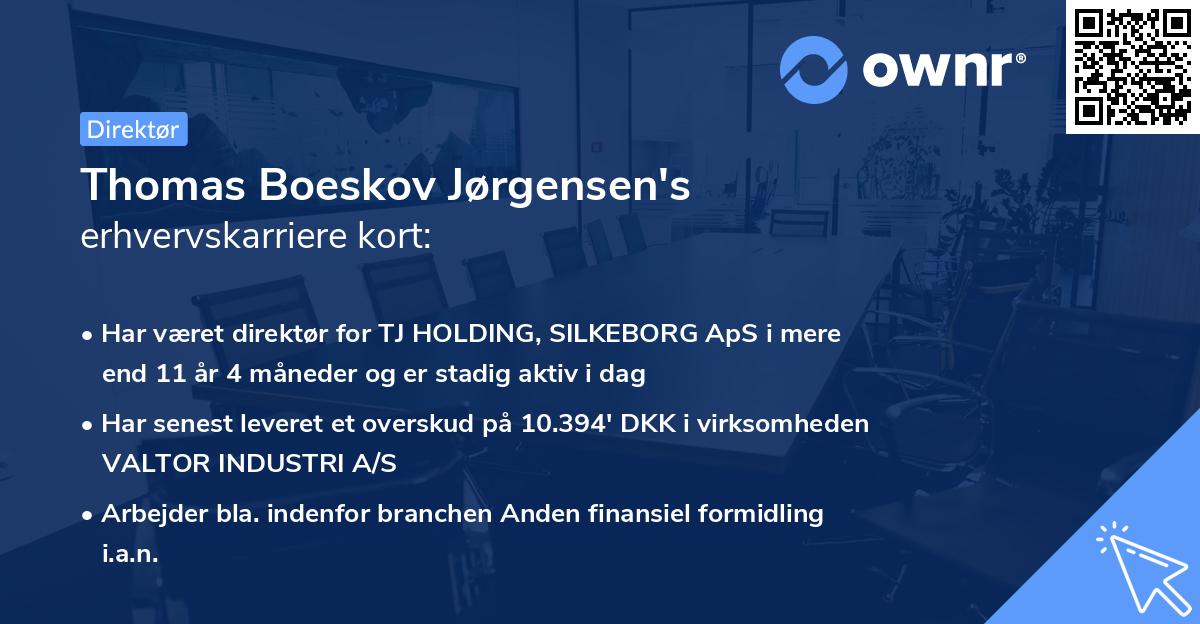 Thomas Boeskov Jørgensen's erhvervskarriere kort