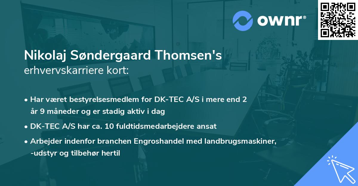 Nikolaj Søndergaard Thomsen's erhvervskarriere kort