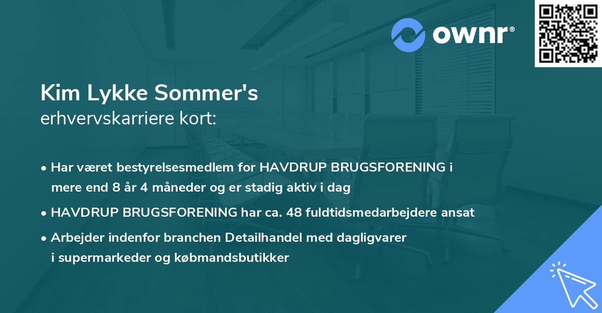 Kim Lykke Sommer's erhvervskarriere kort