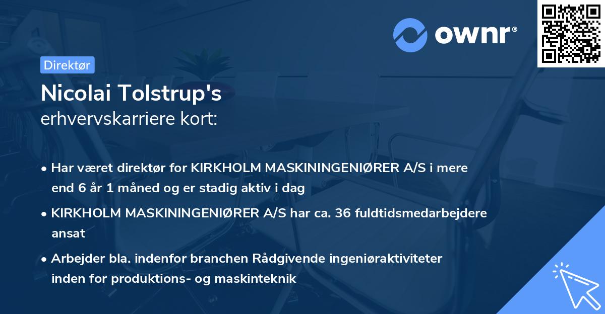 Nicolai Tolstrup's erhvervskarriere kort