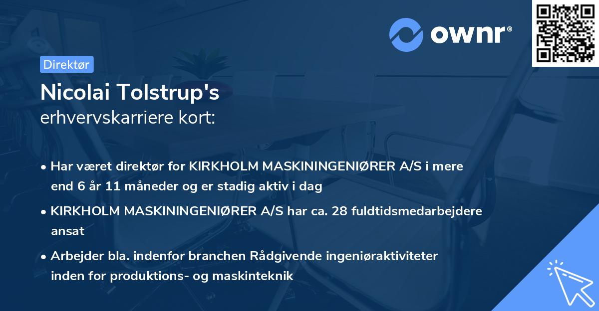 Nicolai Tolstrup's erhvervskarriere kort