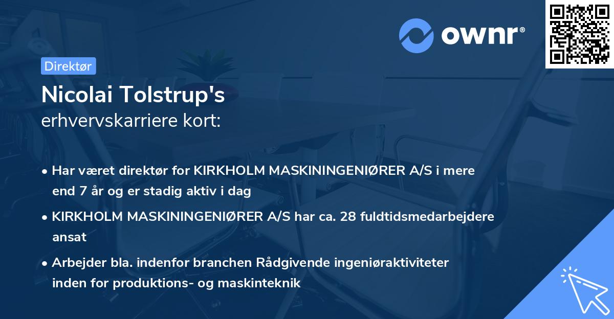 Nicolai Tolstrup's erhvervskarriere kort