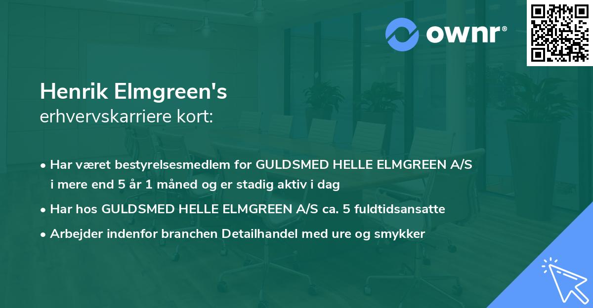 Henrik Elmgreen's erhvervskarriere kort