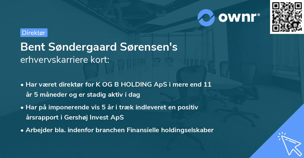 Bent Søndergaard Sørensen's erhvervskarriere kort