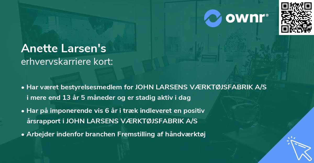 Anette Larsen's erhvervskarriere kort