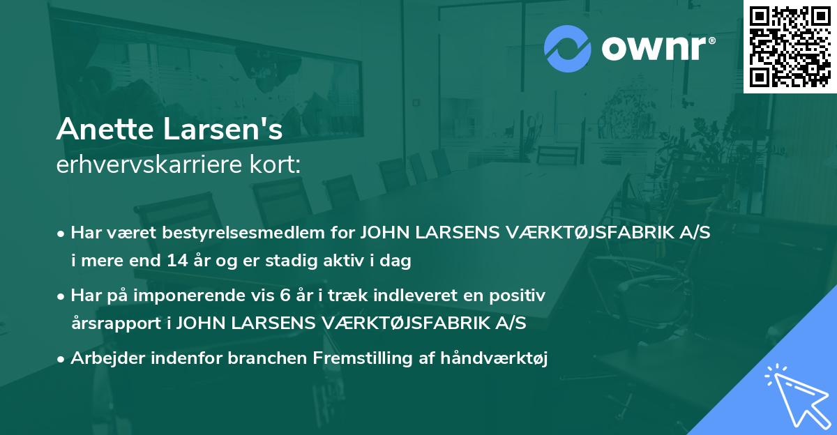 Anette Larsen's erhvervskarriere kort